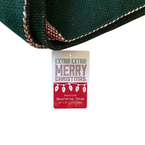 Oversized Gingerbread Candy Cane Cotton Throw Blanket 50x70 Christmas Green New - Picture 8 of 15